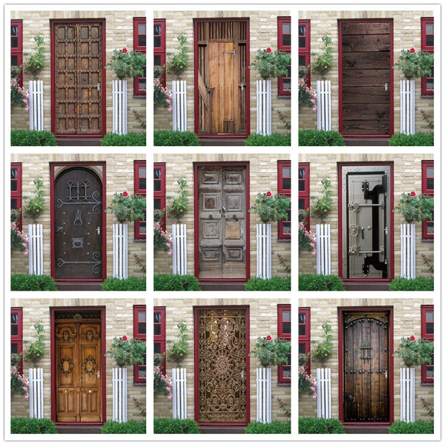 YMXRZDM Pegatinas Puertas Adhesivo Interiores Puerta de madera pelar y  Pegar el Vinilo desprendible de Las Etiquetas de Puerta para la decoración  del hogar,2 Piezas Set 95 x 215 cm : 