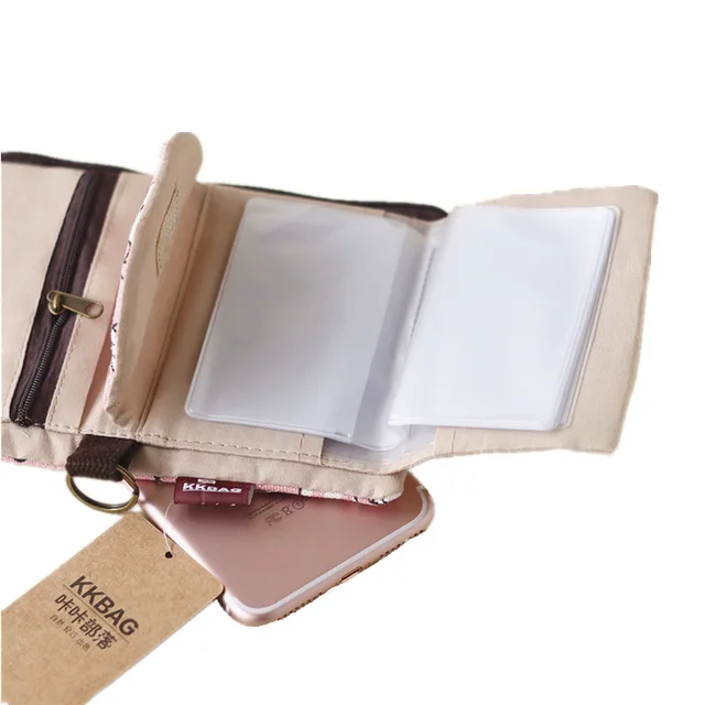 Handmade Three Fold Fabric Wallet Women Men Simple Short Zipper Purses for Teens Personality Multi-function Key Bag Card Holder 5