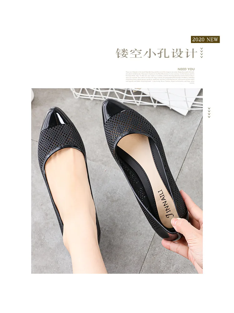 2020 new summer cutout jelly shoes woman breathable loafers hollow out jelly flats  ladies beach shoes pvc espadrilles for women