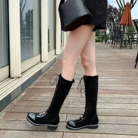 BLXQPYT/Лидер продаж; модные мотоциклетные ботинки Martin; Outono Inverno Botas De Couro; женские Ботинки на каблуке; f33