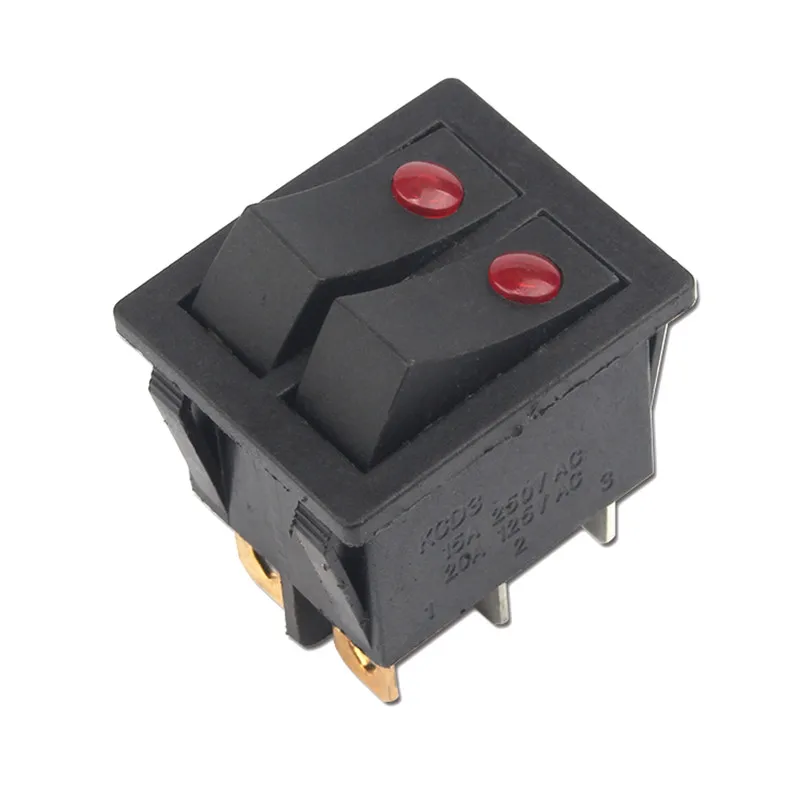 KCD3 201 6 контактов вкл/выкл 31 5*26 мм 15A 20A / 125V/250V двойной кошачий глаз выключатель