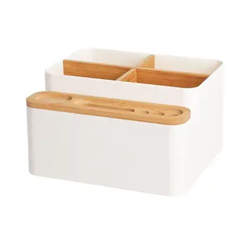 

Simple Japan Style Detachable Desktop Storage Box For Remote Control Mobile Phone Makeup Brushes Holder Organizer-White