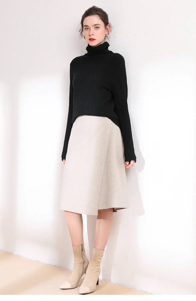New Style Slim Fit Cashmere Sweater WOMEN'S Woollen Sweater Long-Sleeve Pullover Base Shirt Short Piles Collar Sweater