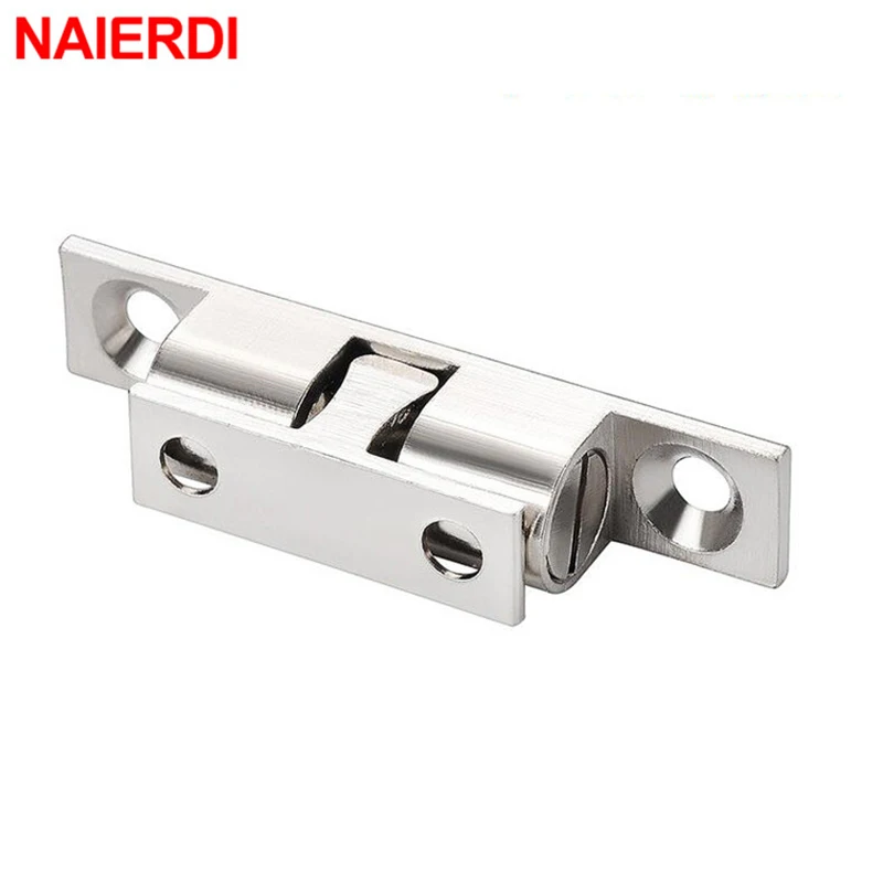 NAIERDI 2PCS Brass Door Stop Adjustable Cabinet Catches Double Spring Steel Ball Catch Latch For Wardrobe Furniture Fittings door catches cabinet door latch door stops cabinet door stop