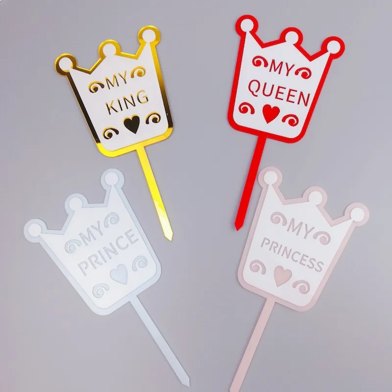 

New Crown Theme Happy Birthday Acrylic Cake Topper Gold Creative Cake Topper Supplies for Baby Birthday Party Cake Decorations