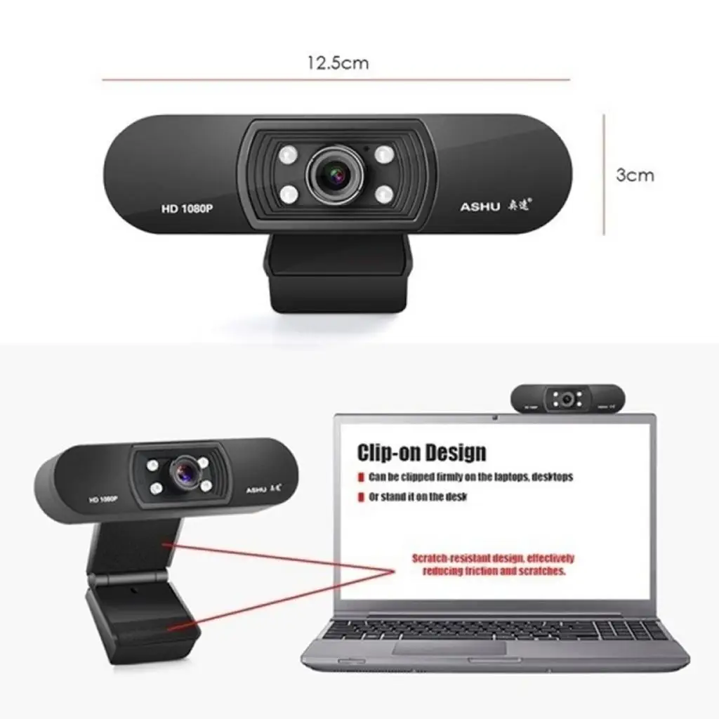 PC Webcam 1080P USB HD Camera for Online Teaching/Business Meeting, Compatible with Computer Desktop Laptop