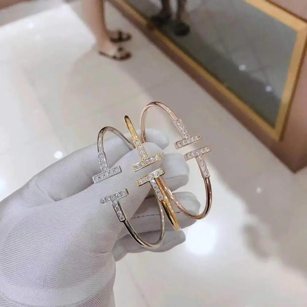

TIF 925 sterling silver bracelet with adjustable size rose gold and silver dazzling zircon. Charming original girl gift