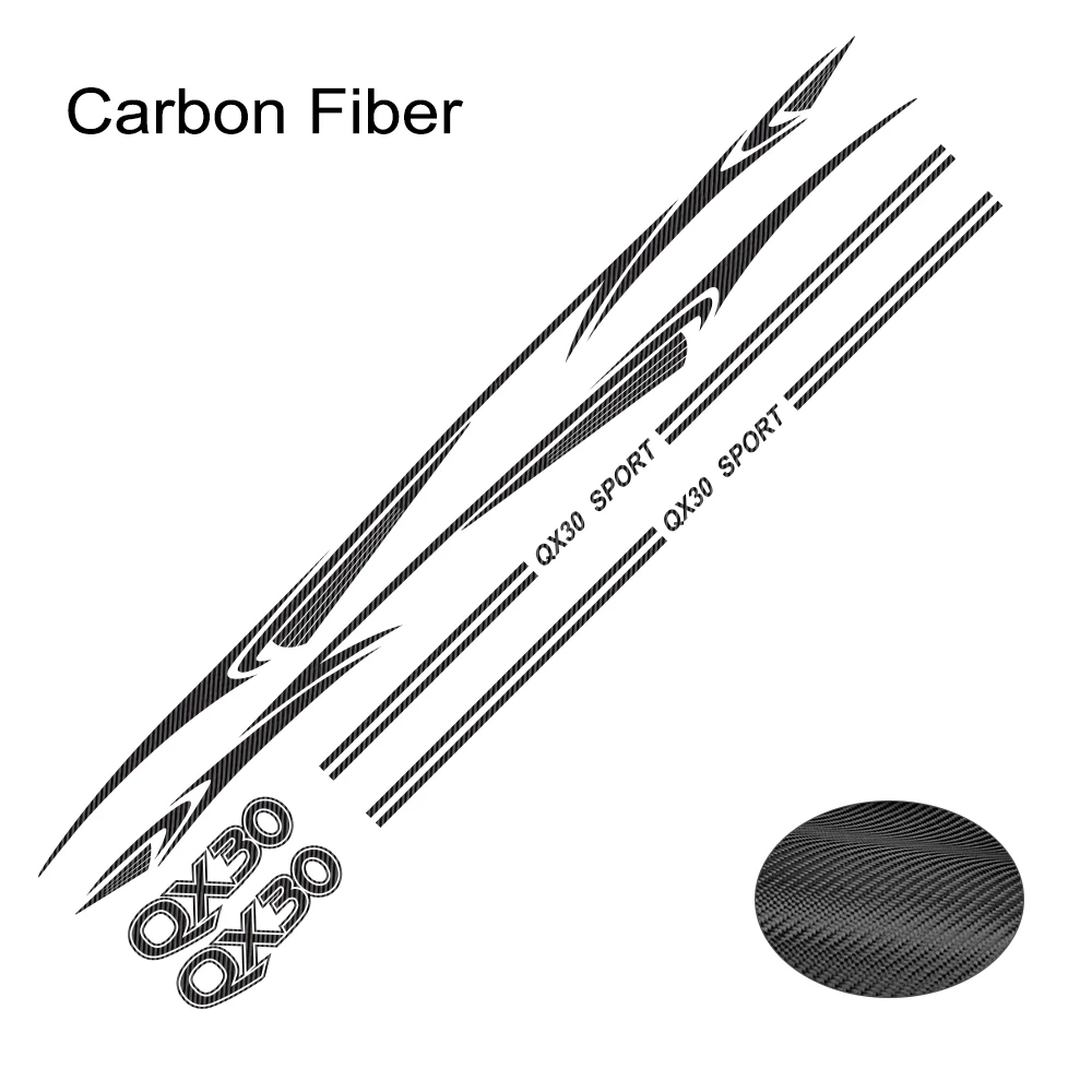Carbon Fiber 1 Набор автомобильных наклеек, боковая дверь, отражающая гирлянда Viny, авто украшение, наклейка для Infiniti QX30 QX50 QX60 QX70 QX80, автомобильные аксессуары - Название цвета: Carbon Fiber