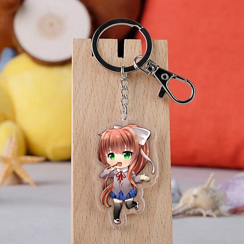 

Doki Doki Literature Club Cosplay Keychain Acrylic Keyring Cartoon Prop Sayori Yuri Natsuki Monika