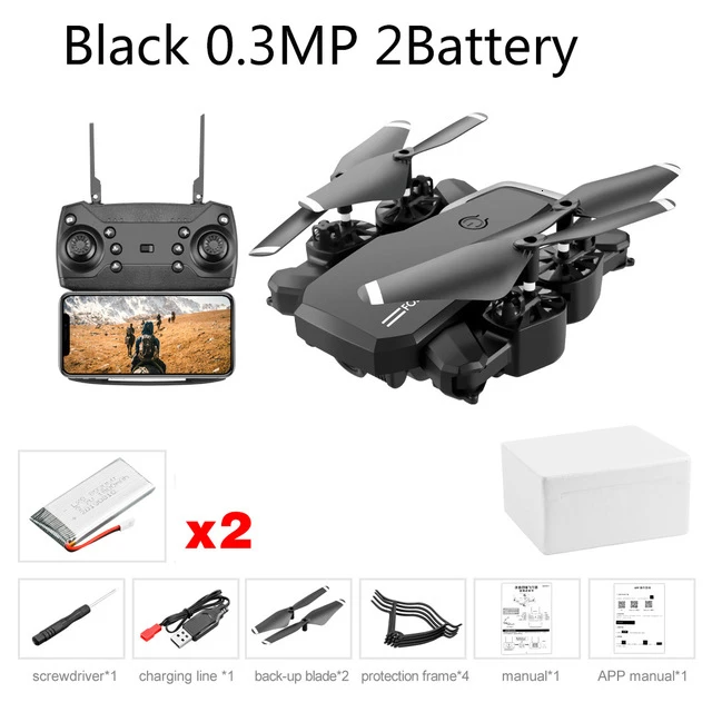 LF609 Дрон 4K с HD камерой wifi 1080P двойная камера следуя за мной Квадрокоптер FPV Профессиональный Дрон долгий срок службы батареи игрушка для детей - Цвет: Black 0.3MP 2B