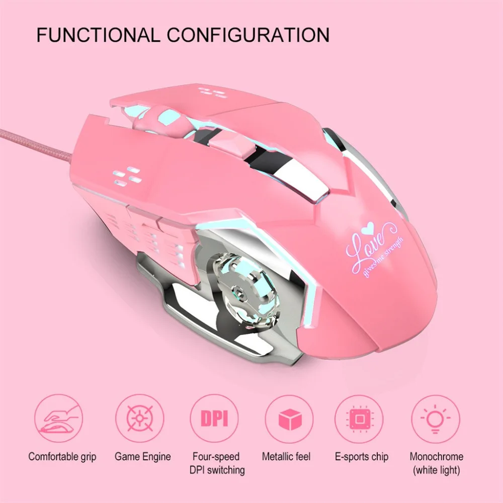 Raton яркая Проводная игровая мышь для девочек, механическая геймерская мышь, 3200 dpi для PUBG USB компьютерная мышь, геймерские мыши, трекбол 090228