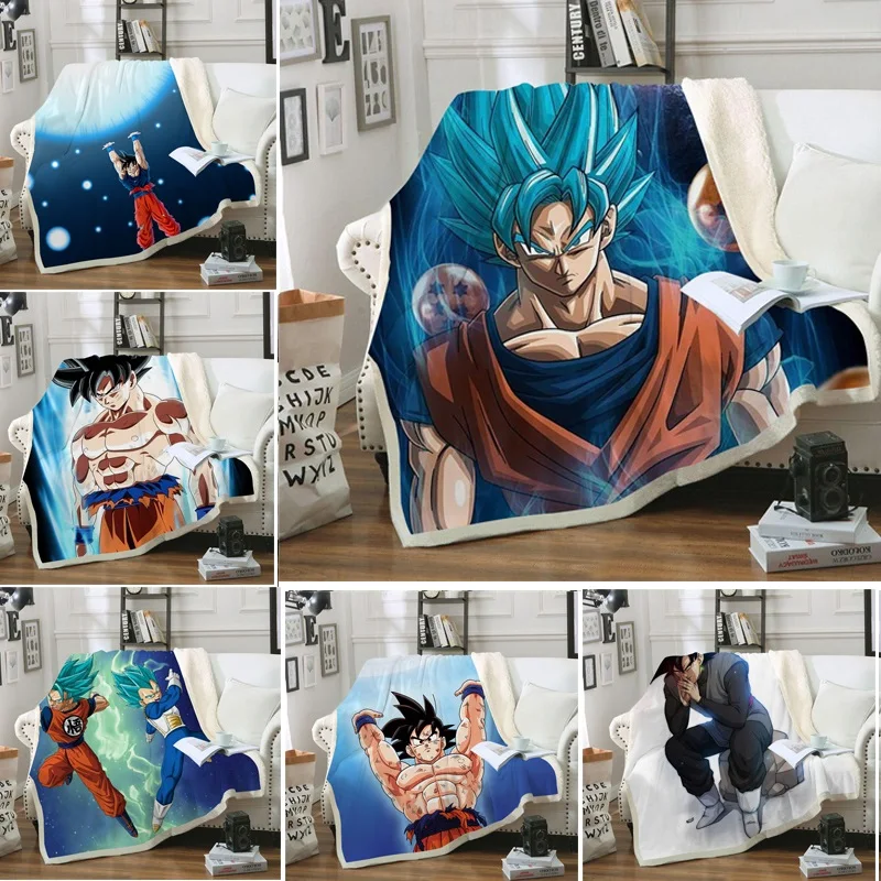 

Anime&Dragon Ball 3D Printed Sherpa Blanket Couch Quilt Cover Travel Bedding Outlet Velvet Plush Throw Fleece Blanket Bedspread