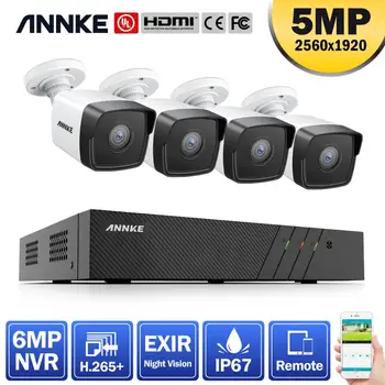 

ANNKE 8CH FHD 5MP POE Network Video Security System H.265+ 6MP NVR With 4X 5MP Weatherproof Video Surveillance Cameras IP Camera