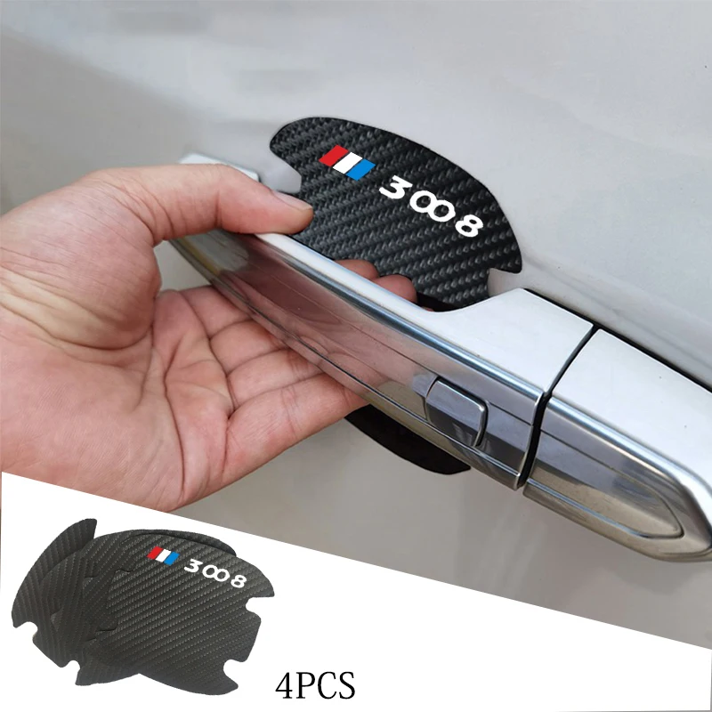 4 шт. из углеродного волокна автомобилей дверные ручки царапин кожи наклейки для