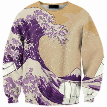 

CNUUIKOOEK Sweatshirts Men's 3D Waves Printed Hoodie Long Sleeve Pullover Popular Brand Men's Hoodies
