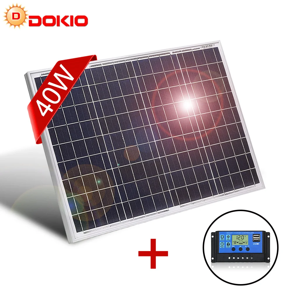 DOKIO 18V 40W Solar Panel  Silicon Power Polycrystalline  Painel Top Quality Solar Battery china Solar Fotovoltaico