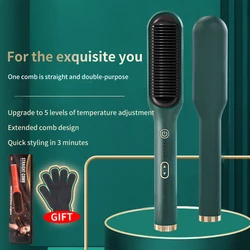 Professional Electric Hair Straightener Curler Combo Ceramic Hair Straightening Curling Irons Hot Comb Hair Dryer Styler Brush