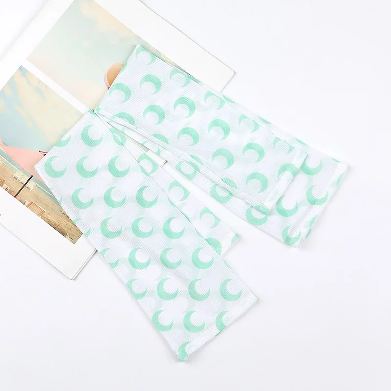 Ins Ice Silk Солнцезащитная манжета красивая девушка прекрасный Sleevelet езда на велосипеде автомобиль Armguards солнцезащитный комплект руки - Цвет: Green Moon