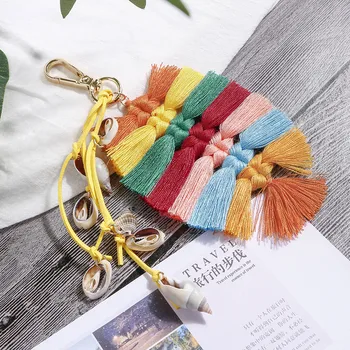 

Bohemian Multicolor Tassels Keychain charms Big tassel Gradient Colors Key Holder Jewelry Accessories Gift for women