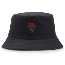 Women's Men's Rose Bucket Hat Embroidery Unisex Autumn Foldable Panama Cap Fishing Hats Kpop Hat Bonnet Bob Chapeau Gorras 2021