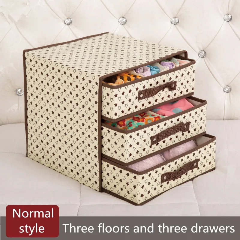 

3 Floors 3 Drawers Underwear Bra Storage Box Foldable Clothes Finishing Boxes Easy To Carry Socks Caja Organizador Ropa Interior