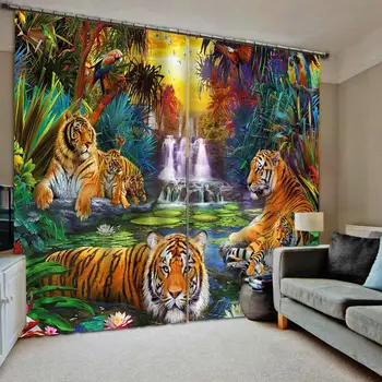 

3D Window Curtain Luxury living room decorate Cortina animal curtains tiger Blackout curtain