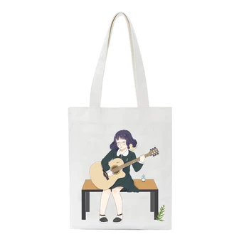 

Cartoon Guitar Girl Print Tote Bag Women Canvas Bag Fashion Casual Foldable Shopping Bag Ladies Outdoor Beach Bag Daily Handbag