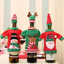 Christmas Wine Bottle Cover Snowman Santa Claus Elk Wine Topper Cover Christmas Party Decoration New Year