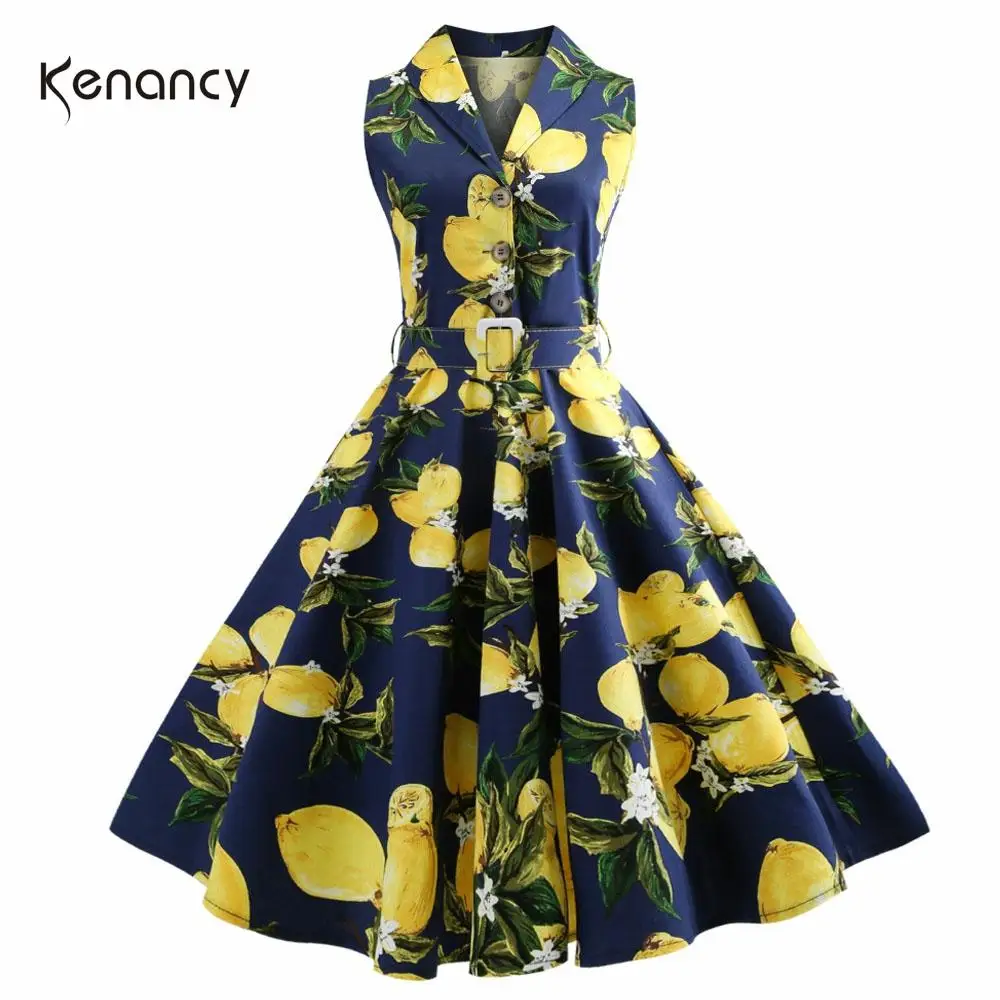 Женское винтажное платье с принтом на пуговицах поясом|Платья| |