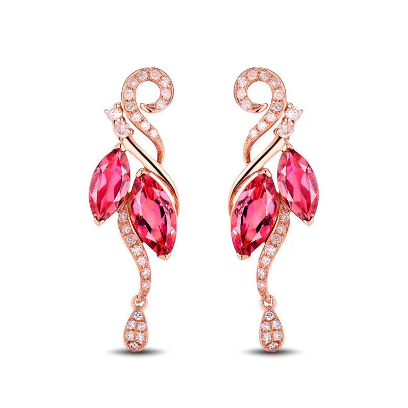 Корейский стиль натуральный бразильский Турмалин феникс серьги гвоздики 18K