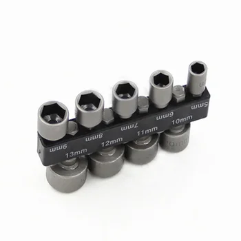 

New 9Pcs Impact 1/4 Hex Magnetic Nut Driver Metric Socket Power Drill Bit 5-12m