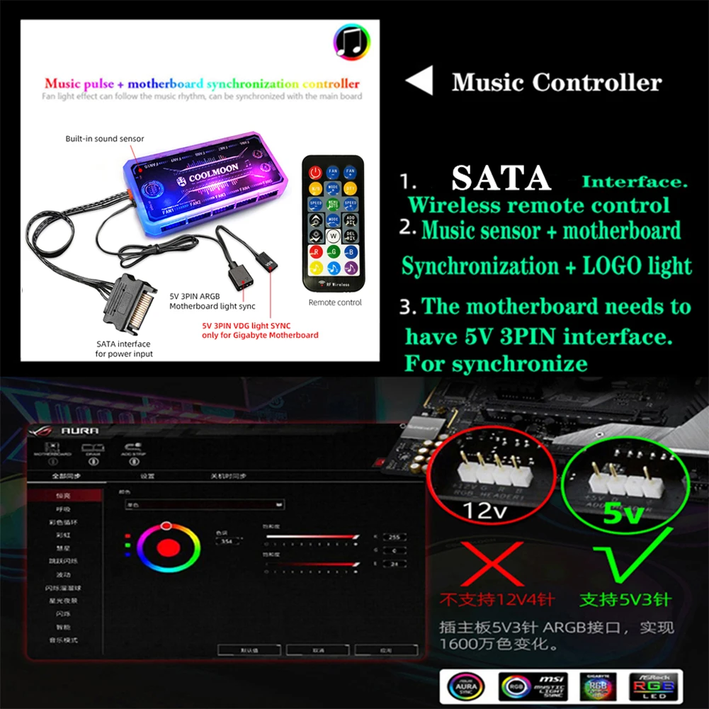 computador, lâmpada colorida, refrigerador, mudo, 5v, dc, argb, argb, aura sync