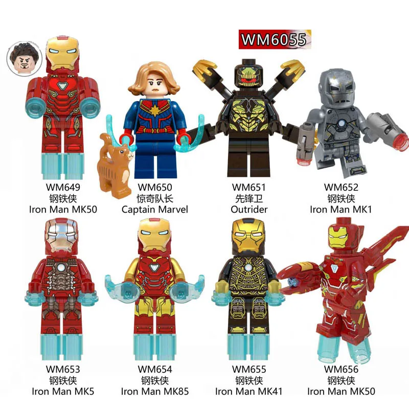 

8pcs Set Captain Marvel Avengers 4 Super Heroes Captain America Black Widow MK50 Character Building Blocks Toys Children Gifts
