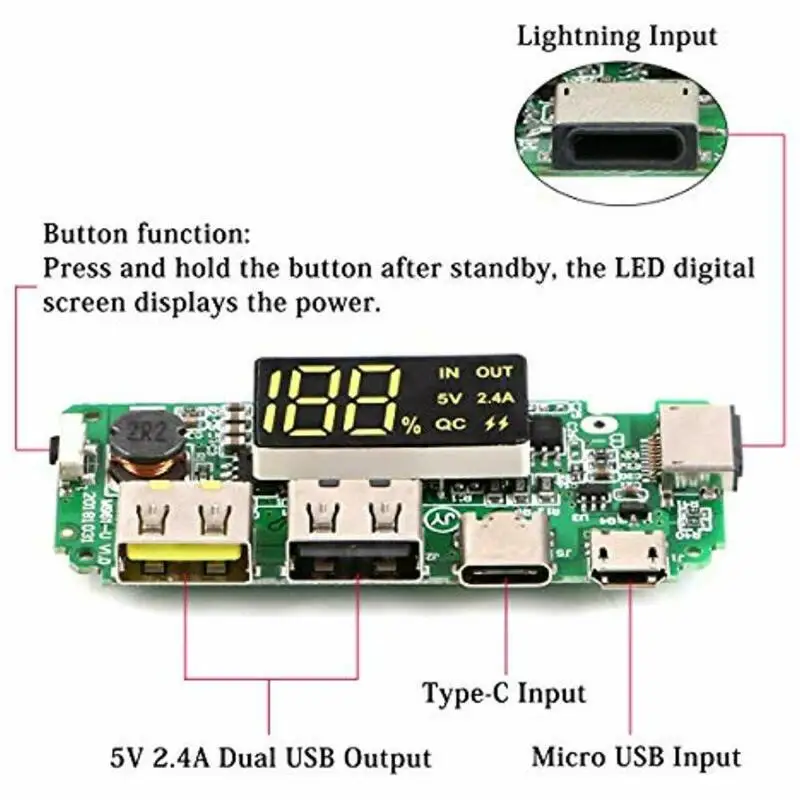 4 шт. 186 50 зарядная плата с двумя разъемами USB, 5 В, 2.4A мобильный Мощность банка модуль 58238471071