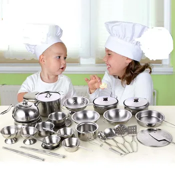 

40PCS/Set Pretend Play Cooking Set Stainless Steel Toy Kitchen Toys Kids Stainless Steel Cooking Tools Educational Learning Toys