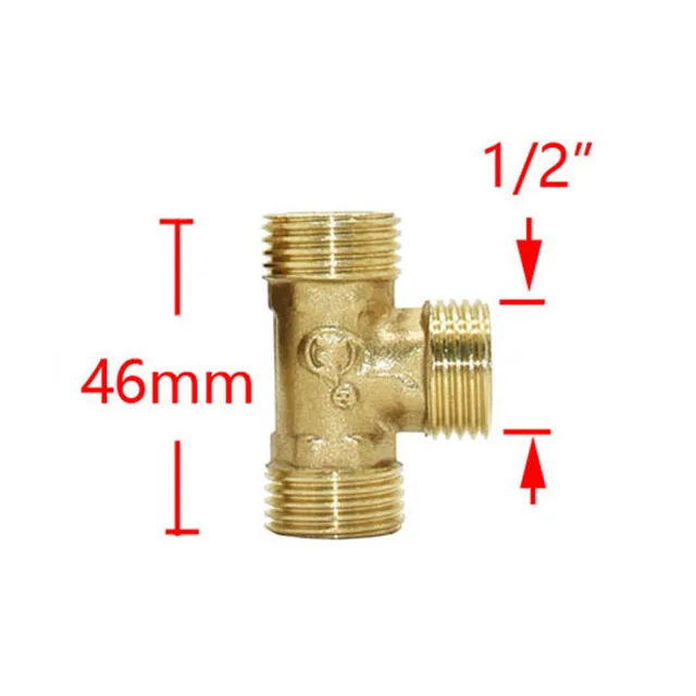 T-Alakú 1/2 3/4 Hüvelykes Rézfém Menetes Vízcső Csatlakozó Sárgaréz Hím Női Póló Csatlakozók Keresztvíz-Elosztó - Image 2