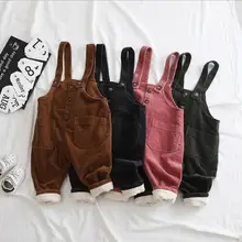 Новые вельветовые комбинезоны для девочек и мальчиков, плотные модные длинные штаны для детей 0-3 лет, PQ995