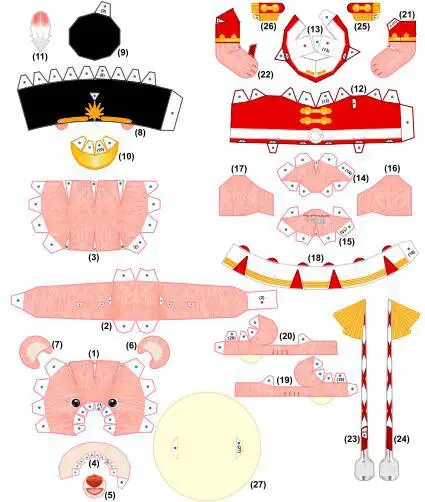 

Mini Teddy Bear Drum Captain 3D Paper Model DIY Parent And Child DIY Kindergarten Paper Folding
