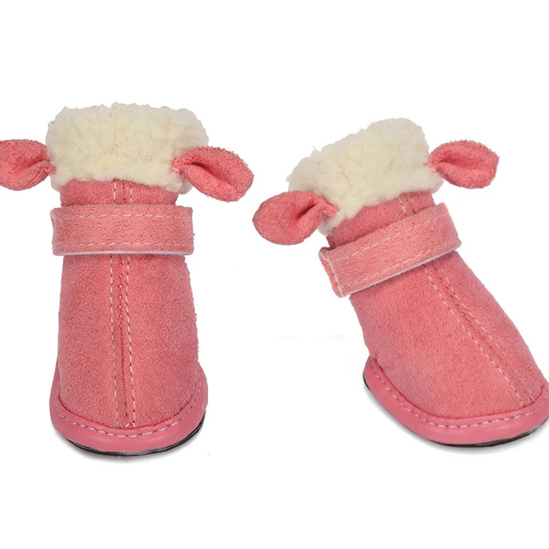 S-XXL 4Pcs/Set Winter Warm Shoes For Dogs Cute Dog Boots Snow Walking Cotton Small Puppy Sneakers Pet Supplies