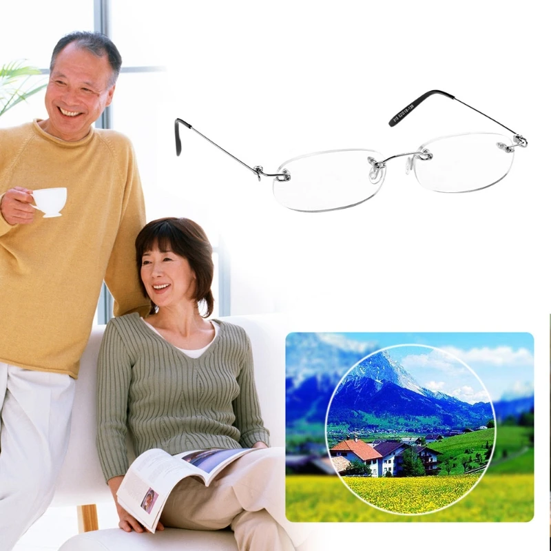 Супер металлическая оправа 1,0~ 4,0 светильник для мужчин и женщин без оправы очки для чтения Пресбиопия MAR17_15