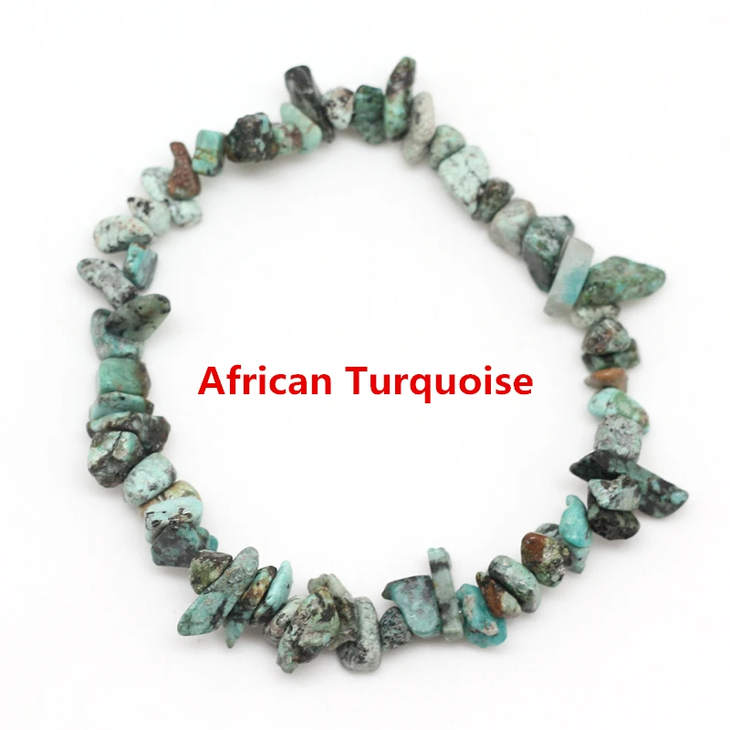 African Turquoise Естественный неправильной формы браслет с драгоценным камнем стрейч чип бусины самородки Амазонит Роза Кристалл Кварцевые браслеты для женщин - Окраска металла: African Turquoise