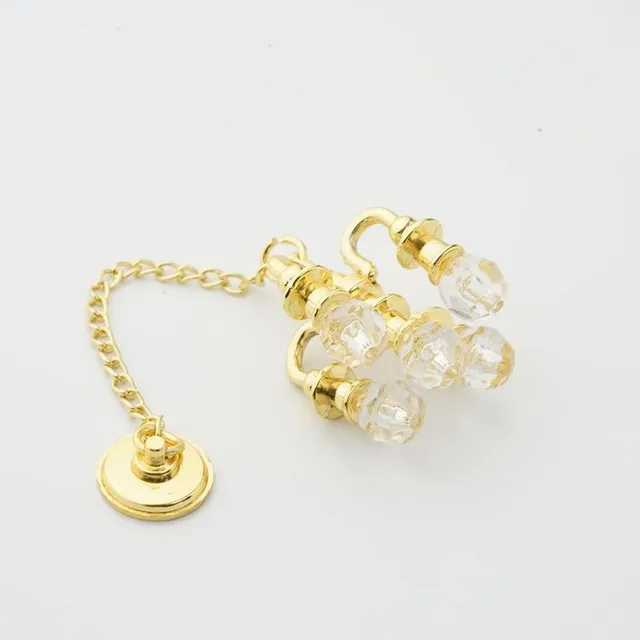 1:12 Dollhouse Miniature Furniture Doll House Scene Accessories Mini Golden Crystal Lamp Simulation Chandelier Can Not Light 5