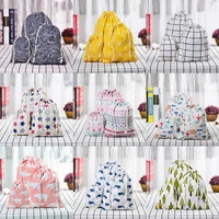 Cotton Linen Drawstring Bag Fabric Pouch Cute Cartoon Print Kids Travel Cloth Shoes Storage Bag Makeup Case Christmas Gift Bag 1
