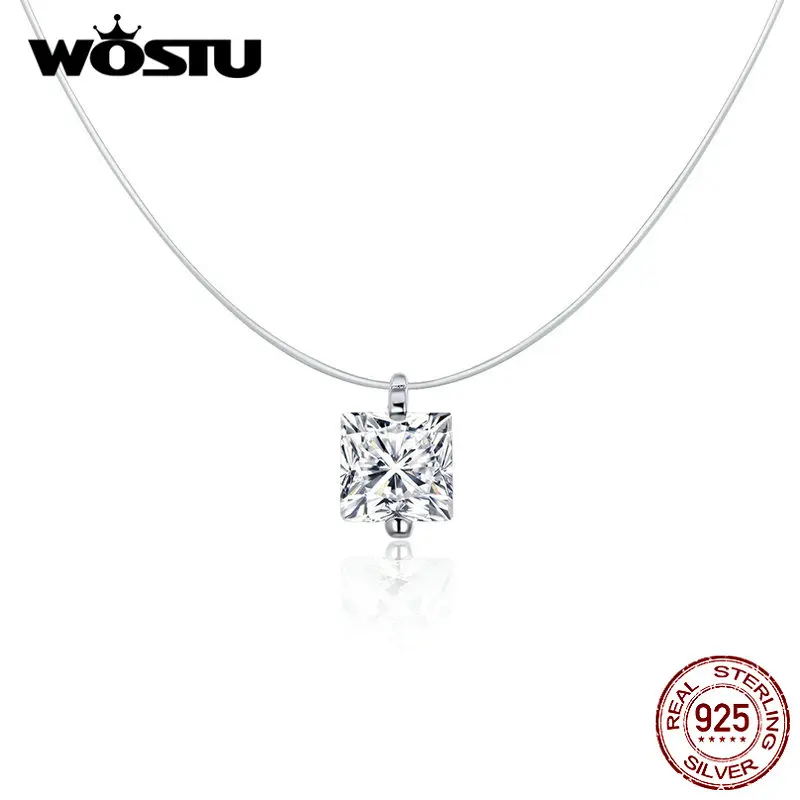 WOSTU дизайн 4 Stlye 925 пробы Серебряное ожерелье с подвеской простое сияющее для женщин хорошее ювелирное изделие подарок