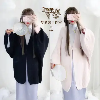 

Women Wild Sweater Coat Warm Autumn Winter Cardigan Knitted Button Young Girl Chinese Style Han elements Wide sleeves Outwear