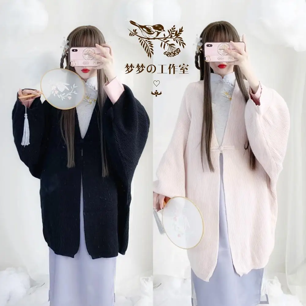 Best Price Women Wild Sweater Coat Warm Autumn Winter Cardigan Knitted Button Young Girl Chinese Style Han elements Wide sleeves Outwear