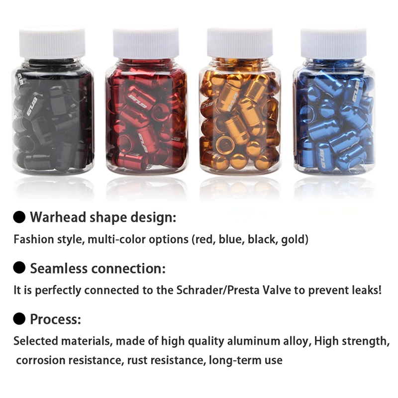 50pc Aluminum Bicycle Tire Valve Cap Ultralight Mountain Road Bike Tyre Cap Schrader/Presta Tire Valve Protector MTB Accessories