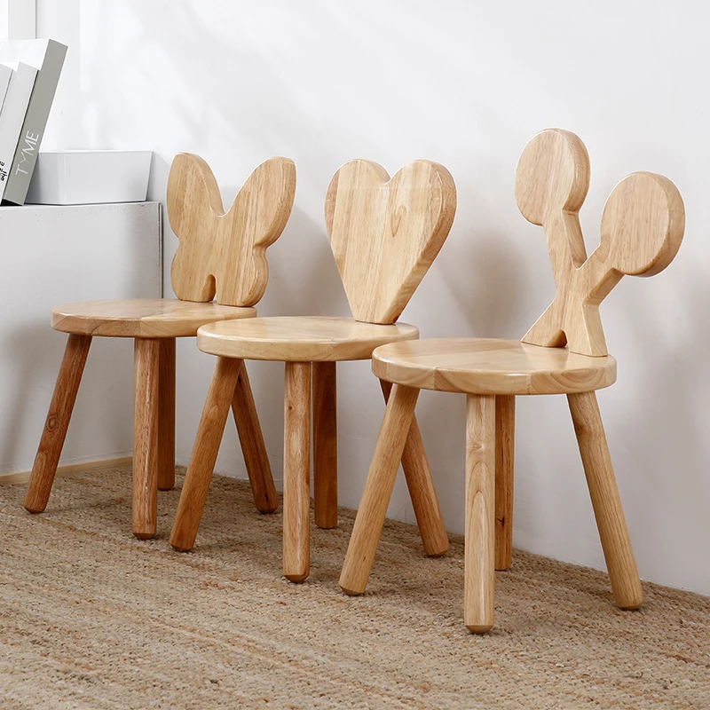 

Small Stool Solid Wood Backrest Chair Solid Wood Small Stool Household Cartoon Stool for Shoes Stool Baby Chair Low Stool
