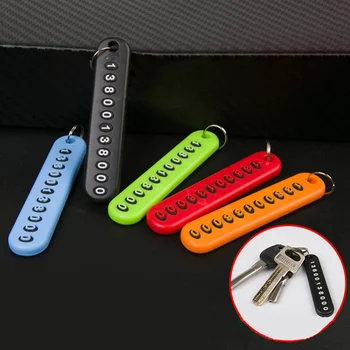 

Anti-lost Phone Number Plate Car Keychain Pendants Auto Vehicle Card Keyring Key Chain Car Interior Decoration