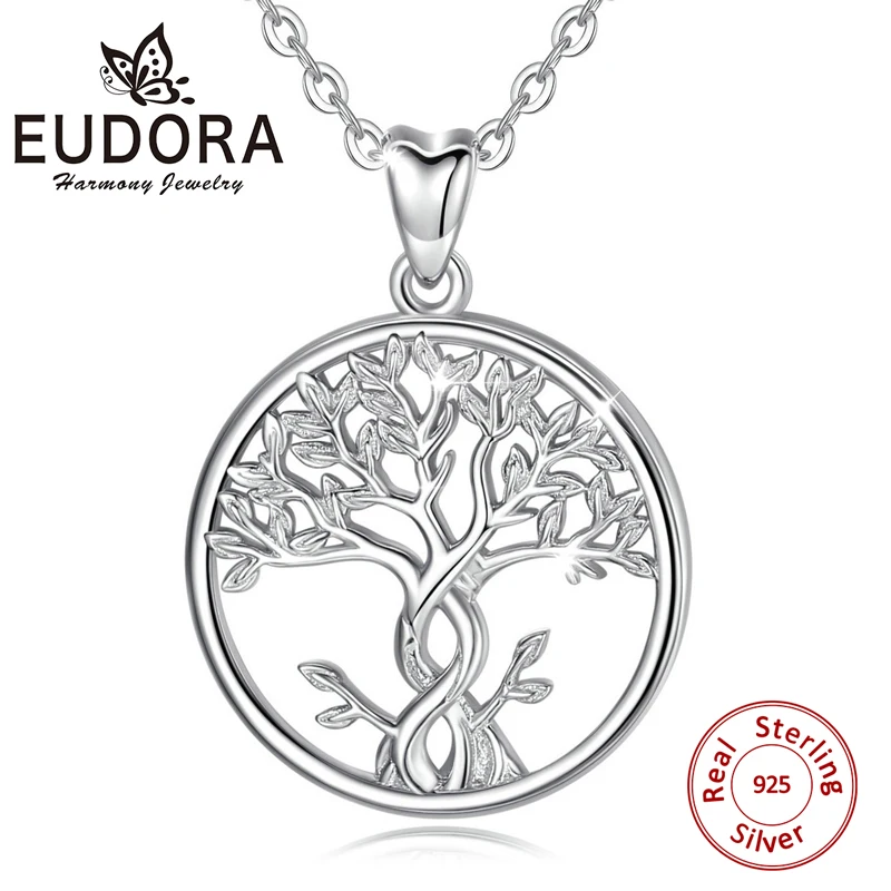 Серебряное ожерелье с древом жизни EUDORA 925 пробы цепочка подвеской CYD436 | Украшения